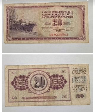 Banconota 20 Dinara Jugoslavia 1978