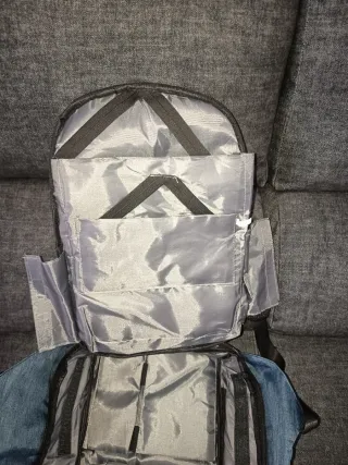 Mochila Portátil Gris y Azul