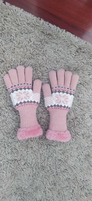 Guantes rosas forrados