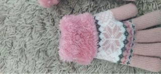 Guantes rosas forrados