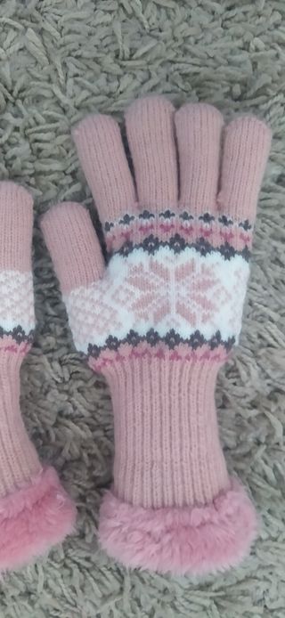 Guantes rosas forrados