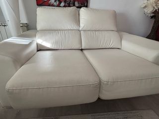 Sofá 2 plazas extensible polipiel blanco