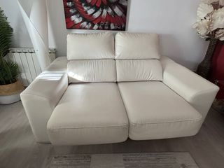 Sofá 2 plazas extensible polipiel blanco