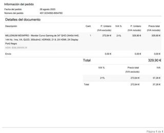 Monitor Curvo Millenium 34”