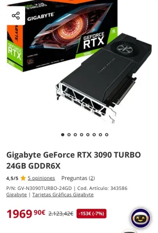 Gigabyte NVIDIA RTX 3090 Turbo 24GB GDDR6X