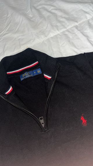 Jersey Polo Ralph Lauren Negro Media Cremallera