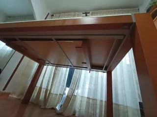 Mesa Comedor Extensible Madera y Cristal