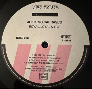 JOE KING CARRASCO VINILO LP LIVE ROCK 1990