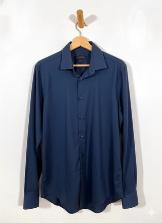 Camisa Zara Manga Larga Azul