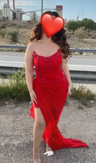 ¡¡PRECIOSO!!Vestido de fiesta rojo encaje