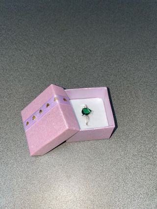 Anillo Plata Bañada Piedra Verde