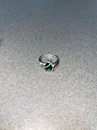 Anillo Plata Bañada Piedra Verde