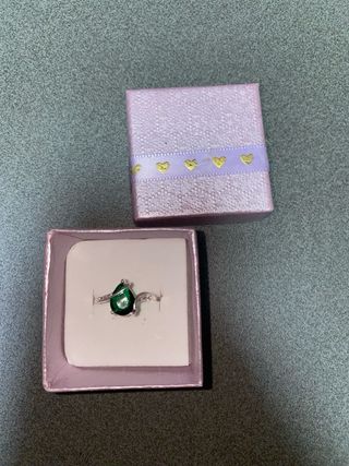 Anillo Plata Bañada Piedra Verde