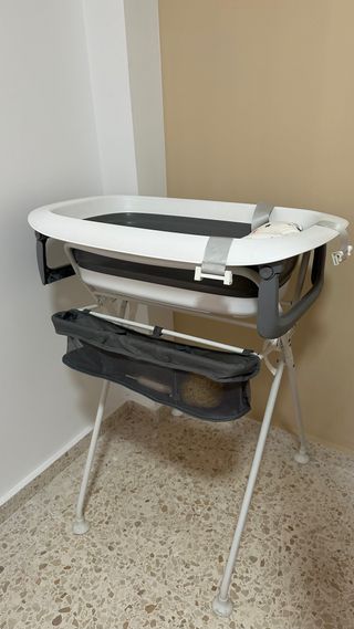 Bañera para bebé plegable con patas y cojín