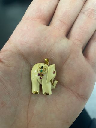 Colgante Elefante Oro 14k con Gemas