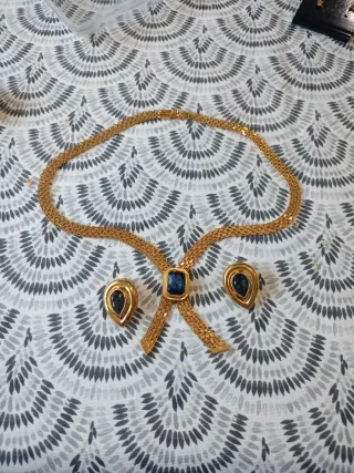 Conjunto Collar y Pendientes Oro Azul