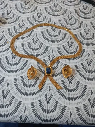 Conjunto Collar y Pendientes Oro Azul