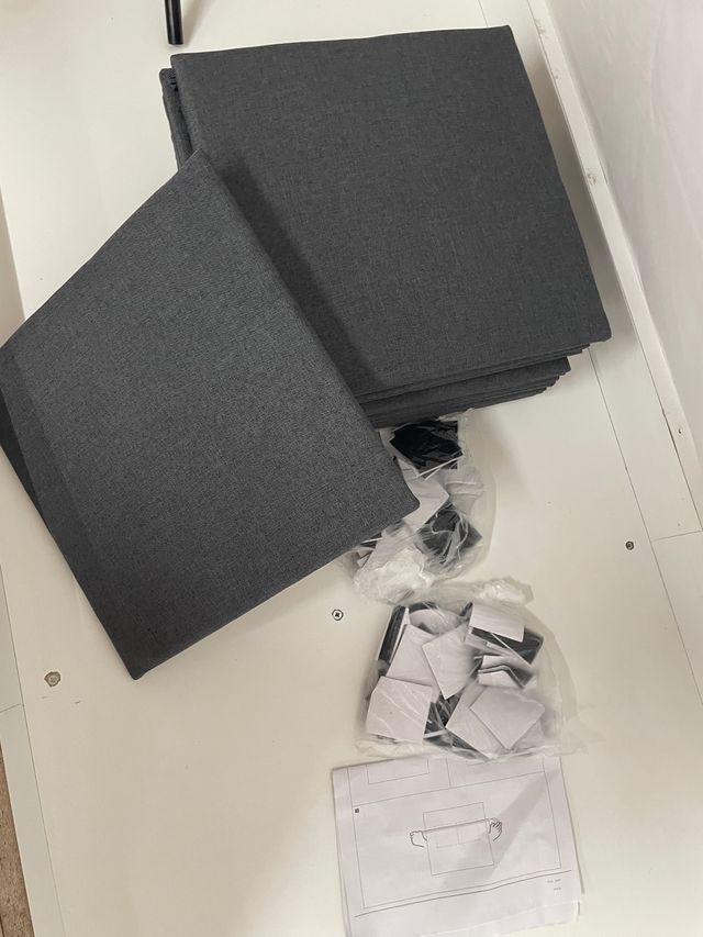 Paneles de Pared Tela Gris 12uds 30x30cm