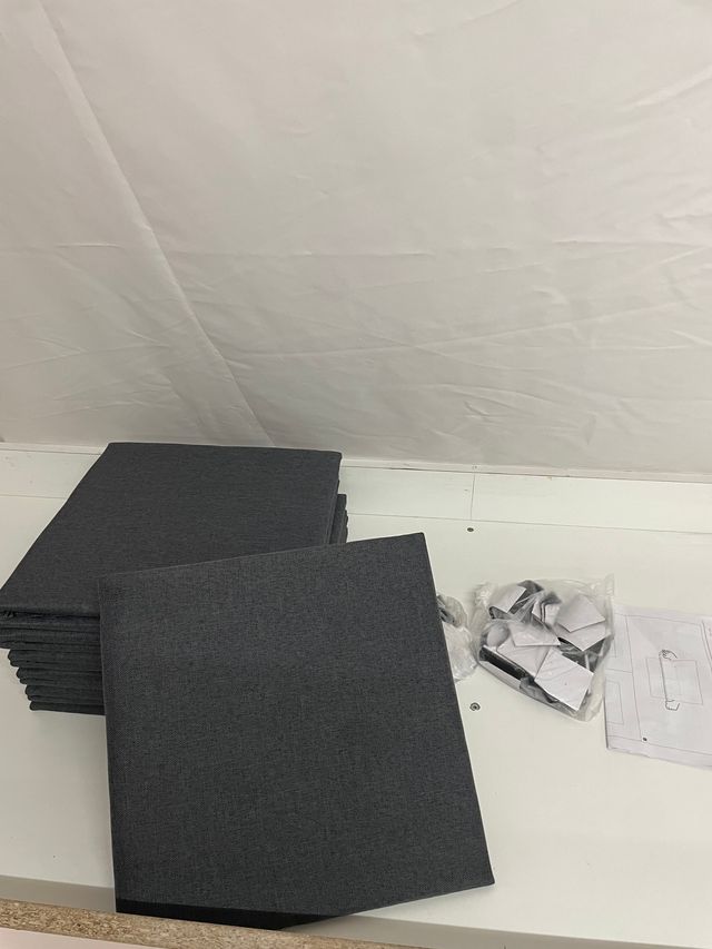 Paneles de Pared Tela Gris 12uds 30x30cm