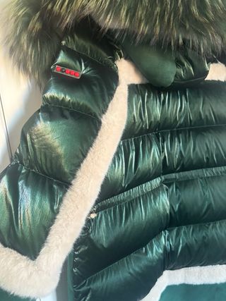 Plumífero Dichi verde y beige