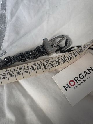 Cinturón Morgan Mujer Gris/Plata Trenzado
