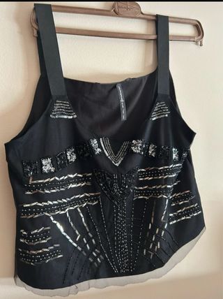 Top fiesta lentejuelas negro y plata