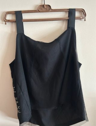 Top fiesta lentejuelas negro y plata
