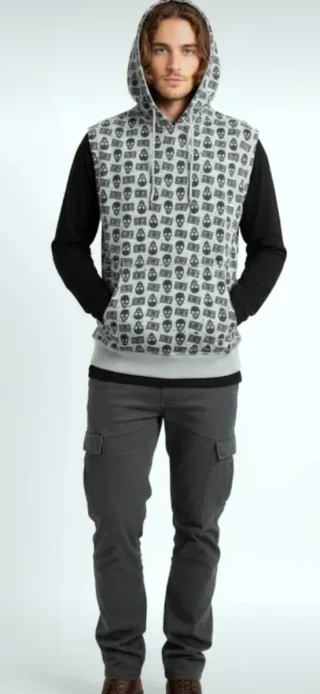 Chaleco con capucha estilo rock and roll