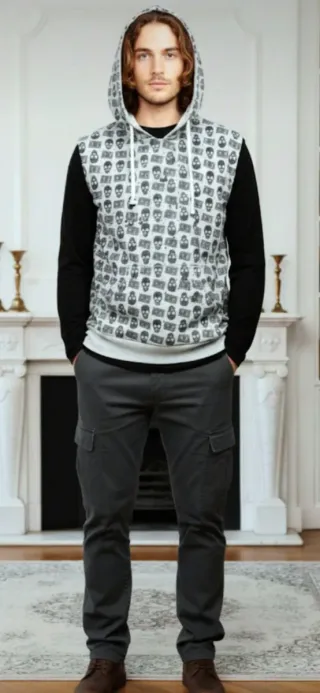 Chaleco con capucha estilo rock and roll