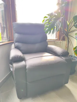 Sillón masaje reclinable polipiel marrón oscuro