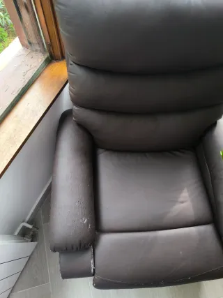 Sillón masaje reclinable polipiel marrón oscuro