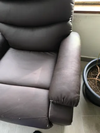 Sillón masaje reclinable polipiel marrón oscuro