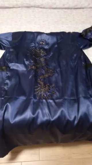 Kimono uomo nero e blu double face