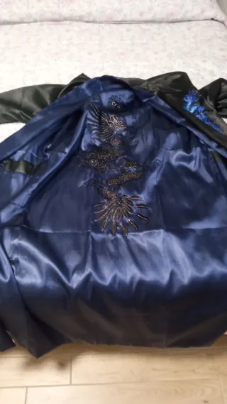 Kimono uomo nero e blu double face