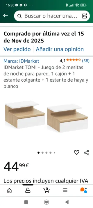 Mesitas de noche madera y blanco