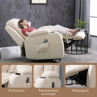 Sillón Relax Masaje Reclinable Beige