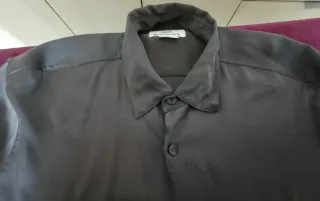 Camisa Zara Satinada Gris Talla S