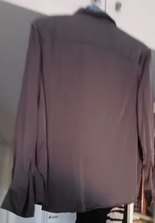 Camisa Zara Satinada Gris Talla S