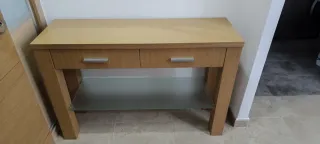 Mueble de entrada con espejo color roble