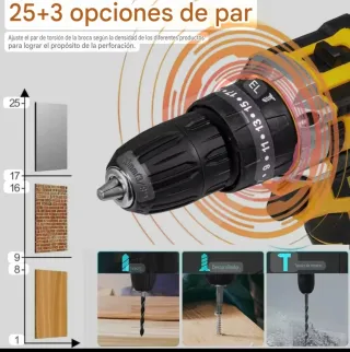 Taladro Atornillador Inalámbrico (2 Baterías)