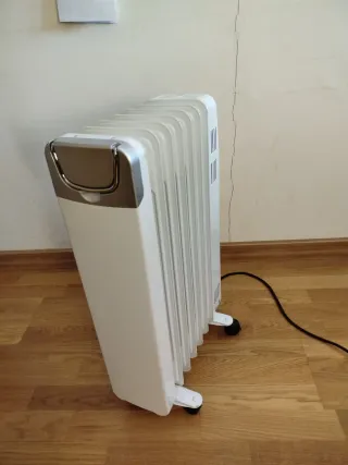Radiador eléctrico blanco y plateado