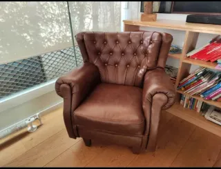 Sillón de piel marrón Chester