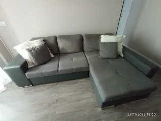 Sofá Chaise Longue 250cm Gris y Negro