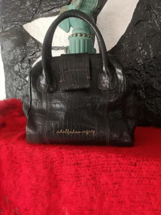 Bolso Piel Adolfo Domínguez Negro Cocodrilo
