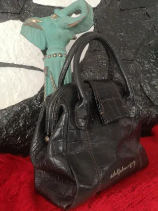 Bolso Piel Adolfo Domínguez Negro Cocodrilo