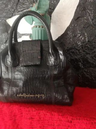 Bolso Piel Adolfo Domínguez Negro Cocodrilo