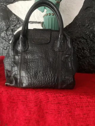 Bolso Piel Adolfo Domínguez Negro Cocodrilo