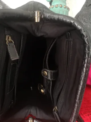 Bolso Piel Adolfo Domínguez Negro Cocodrilo