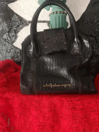 Bolso Piel Adolfo Domínguez Negro Cocodrilo