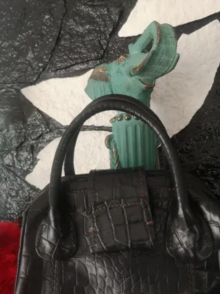 Bolso Piel Adolfo Domínguez Negro Cocodrilo